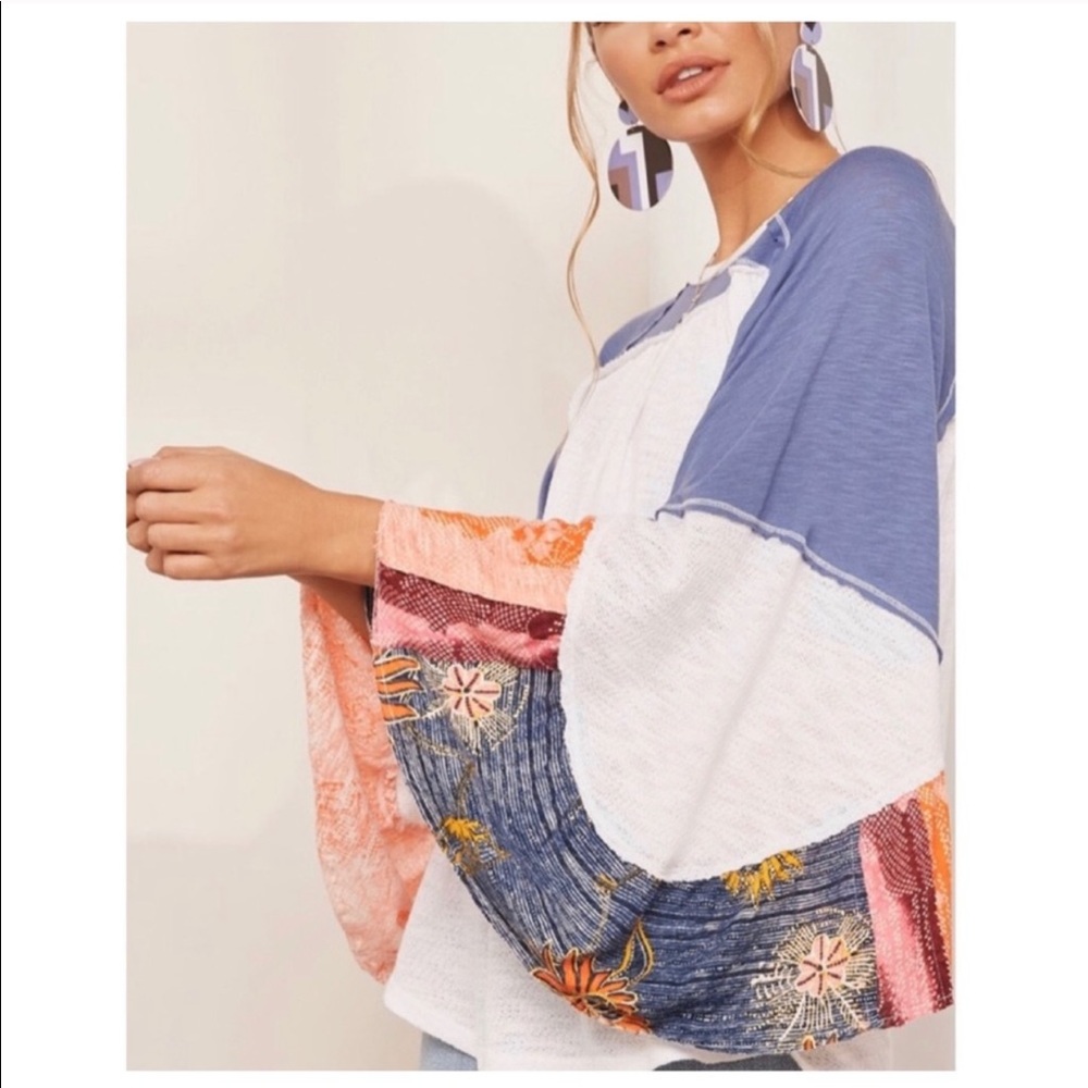 Free People Friday Fever Pattern Mix Top M